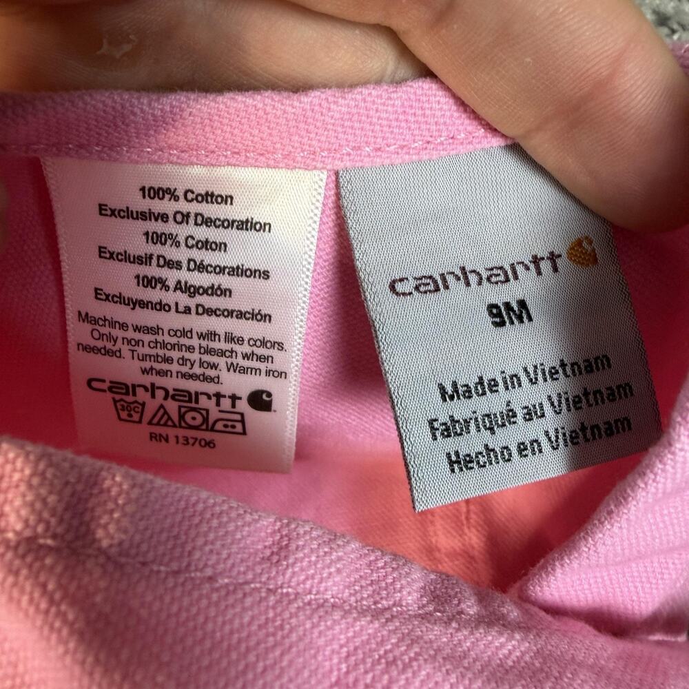 Carhartt Overall Girls 9-12 Months Pink Adjustable Canvas Buckle One-Piece - Picture 5 of 9